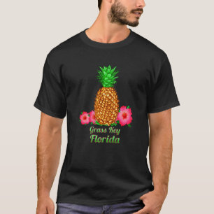 I Love Grass Key Florida Fl Pineapple Floral T-shirt