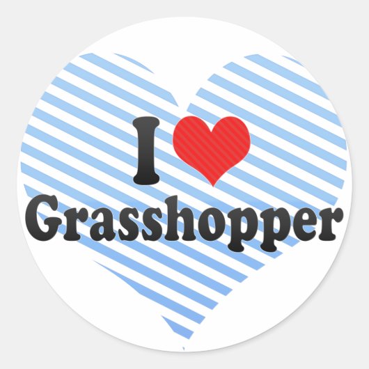 I Love Grasshopper Ronde Sticker (Voorkant)