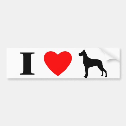 I Love Great Danes Bumpersticker (Voorkant)