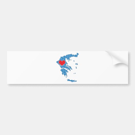 I Love Greece Map Bumpersticker (Voorkant)