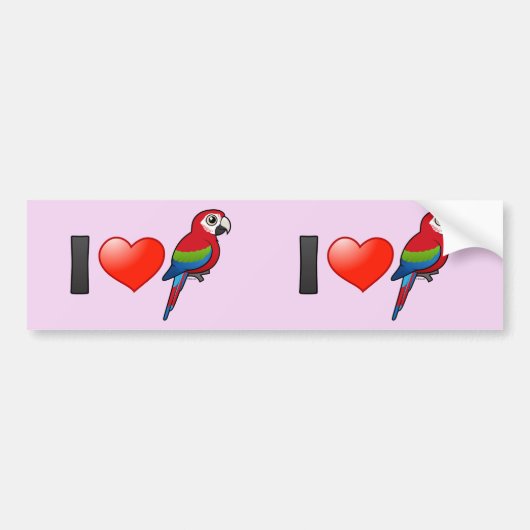 I Love Green-winged Macaws Bumpersticker (Voorkant)
