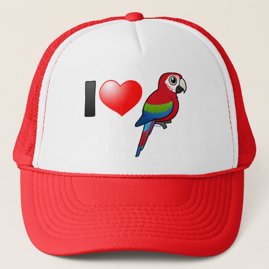 I Love Green-winged Macaws Trucker Pet (Voorkant)