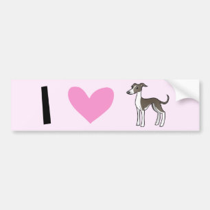 I Love Greyhounds / Whippets / Italiaanse Greyhoun Bumpersticker
