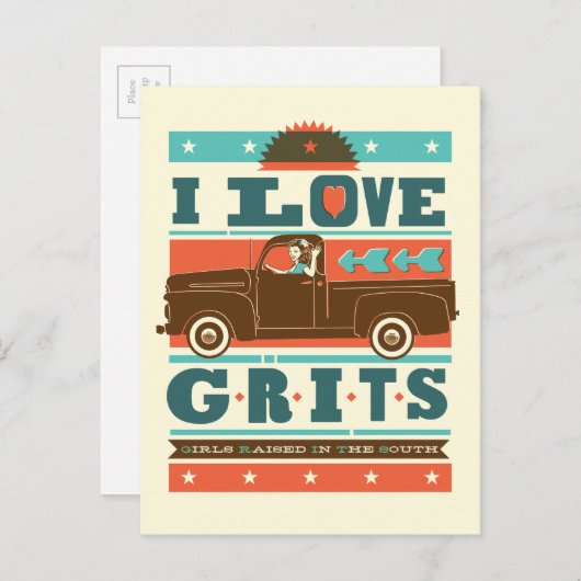 I Love Grits Briefkaart (Voorkant / Achterkant)