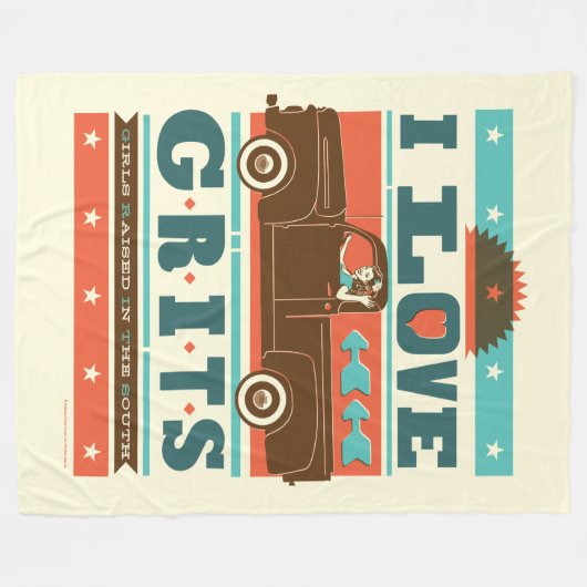 I Love Grits Fleece Deken (Voorkant (Horizontaal))