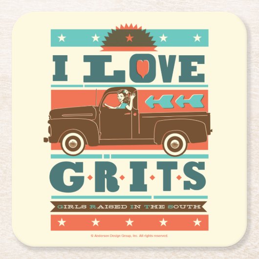 I Love Grits Kartonnen Onderzetters (Voorkant)