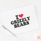 I Love Grizzly Beren Ovale Sticker (Envelop)