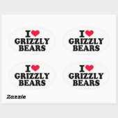 I Love Grizzly Beren Ovale Sticker (Vel)