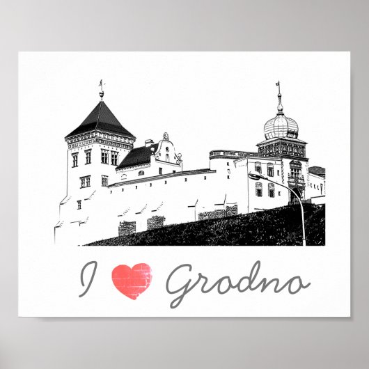 I Love Grodno Belarus Architecture Castle Poster (Voorkant)