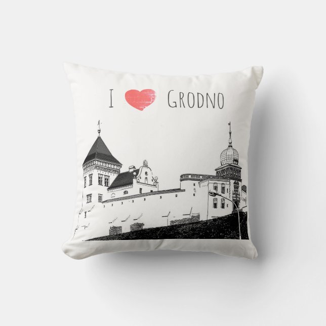 I Love Grodno Belarus Architecture Sketch Castle Kussen (Voorkant)