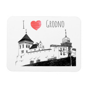 I Love Grodno Belarus Architecture Sketch Castle Magneet