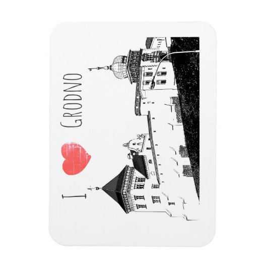 I Love Grodno Belarus Architecture Sketch Castle Magneet (Verticaal)