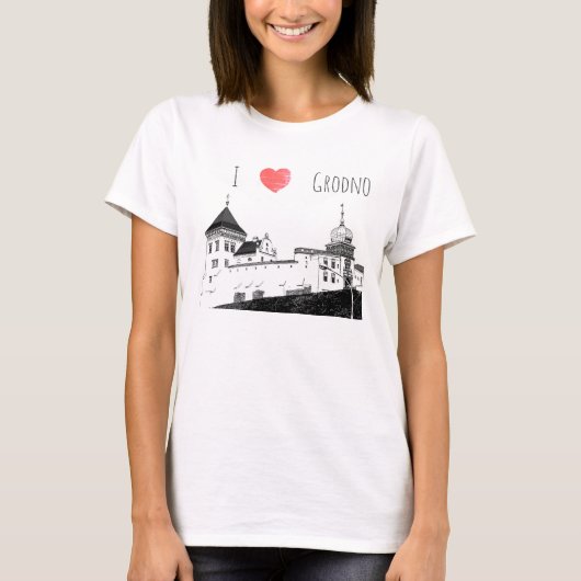 I Love Grodno Belarus Architecture Sketch Castle T-shirt (Voorkant)