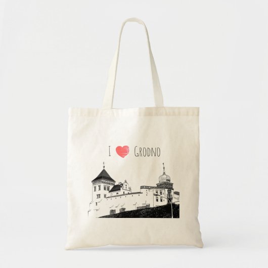 I Love Grodno Belarus Architecture Sketch Castle Tote Bag (Voorkant)