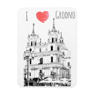 I Love Grodno Belarus Architecture Sketch Magneet