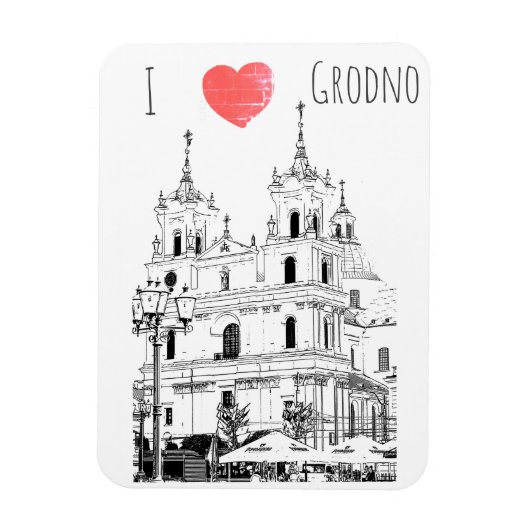 I Love Grodno Belarus Architecture Sketch Magneet (Verticaal)