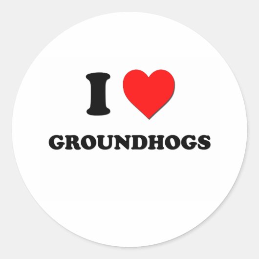 I Love Groundhogs Ronde Sticker (Voorkant)