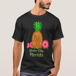 I Love Grove City Florida Fl Pineapple Floral T-shirt