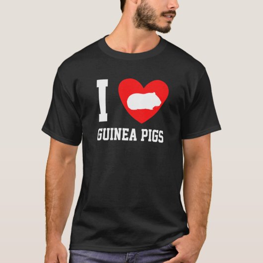 I Love Guinee Pigs Heart Guinea Pig Pet T-shirt (Voorkant)