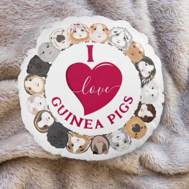 I Love Guinee Pigs Rond Kussen (Creator heeft geüpload)