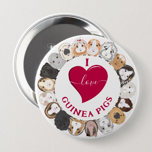 I Love Guinee Pigs Ronde Button 4,0 Cm (Voorkant /achterkant)