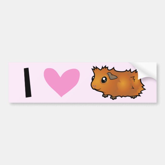 I Love Guinee Pigs (scruffy) Bumpersticker (Voorkant)