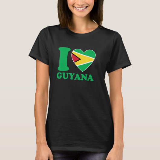 I Love Guyana Heart Flag  Quote T-shirt (Voorkant)