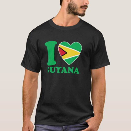 I Love Guyana Heart Flag  Quote T-shirt (Voorkant)