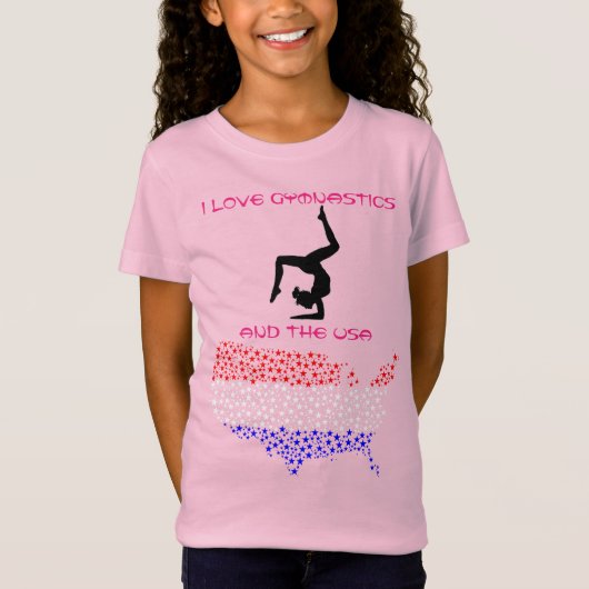 I Love Gymnastics and the USA T-Shirt (Voorkant)