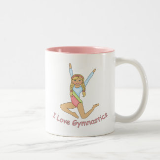 I Love Gymnastics Blonde Tweekleurige Koffiemok