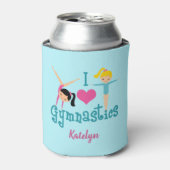 I Love Gymnastics Cute Custom Kinder Monogram Blikjeskoeler (Blikje Voorkant)