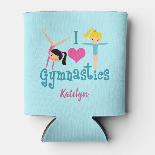 I Love Gymnastics Cute Custom Kinder Monogram Blikjeskoeler (Voorkant)