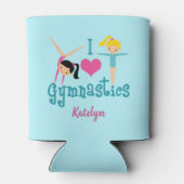 I Love Gymnastics Cute Custom Kinder Monogram Blikjeskoeler (Achterkant)