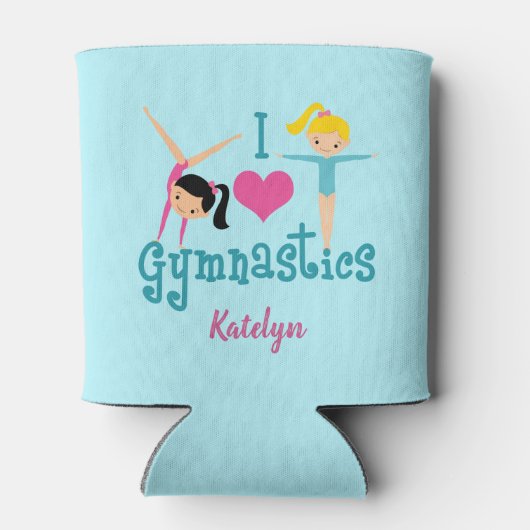 I Love Gymnastics Cute Custom Kinder Monogram Blikjeskoeler (Achterkant)