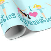 I Love Gymnastics Cute Gymnast Cadeaupapier (Rol Hoek)