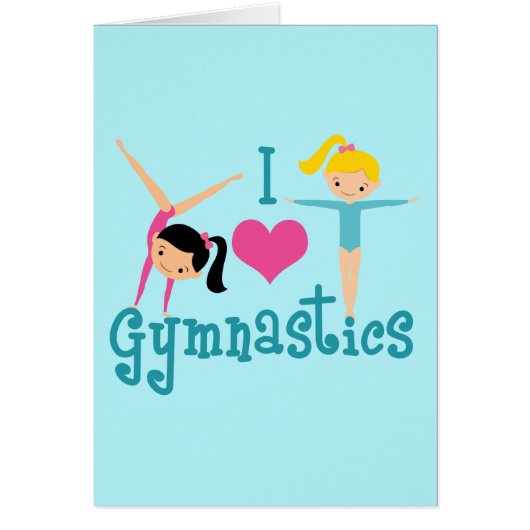 I Love Gymnastics Cute Gymnast Kaart (Voorkant)