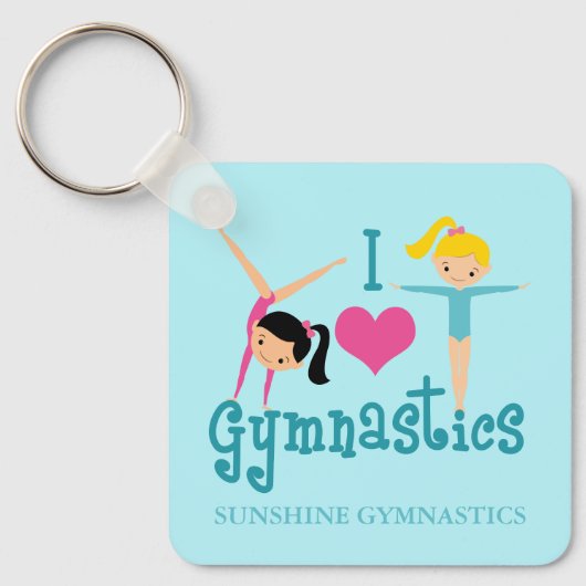 I Love Gymnastics Cute Gymnast Personated Blauwgro Sleutelhanger (Voorkant)