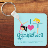 I Love Gymnastics Cute Gymnast Personated Blauwgro Sleutelhanger (Voorkant)