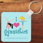 I Love Gymnastics Cute Gymnast Personated Blauwgro Sleutelhanger (Achterkant)