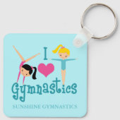 I Love Gymnastics Cute Gymnast Personated Blauwgro Sleutelhanger (Achterkant)