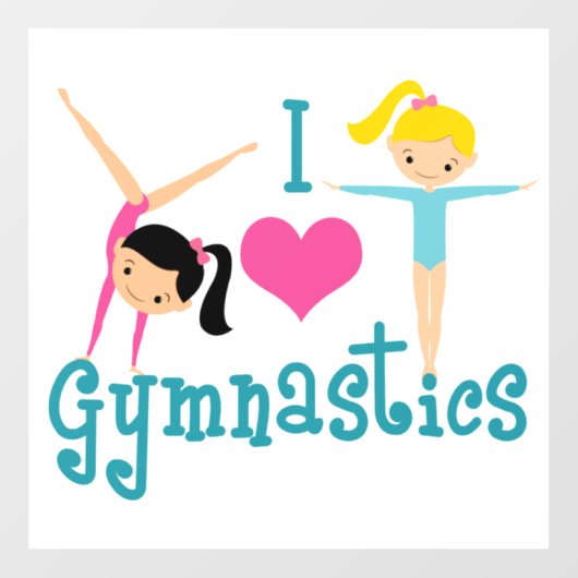 I Love Gymnastics Cute Gymnast Raamsticker (Vel)
