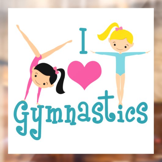 I Love Gymnastics Cute Gymnast Raamsticker (Vel 2)