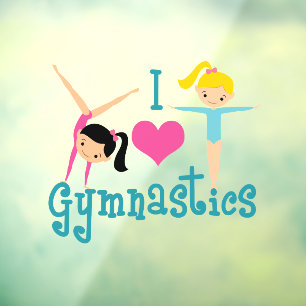 I Love Gymnastics Cute Gymnast Raamsticker