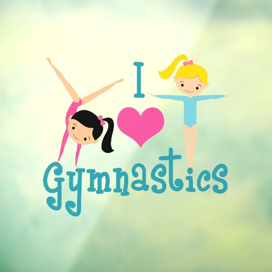 I Love Gymnastics Cute Gymnast Raamsticker (Vel 3)