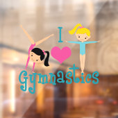 I Love Gymnastics Cute Gymnast Raamsticker (Vel 2)