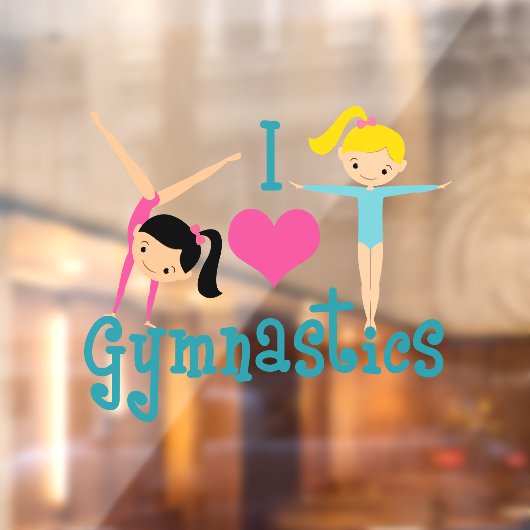 I Love Gymnastics Cute Gymnast Raamsticker (Vel 2)