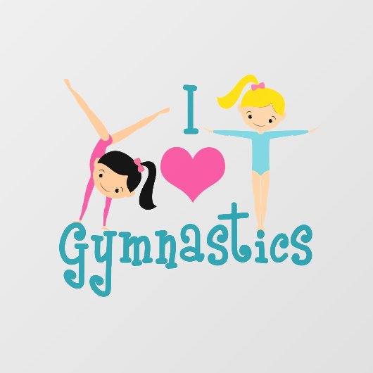 I Love Gymnastics Cute Gymnast Raamsticker (Vel)