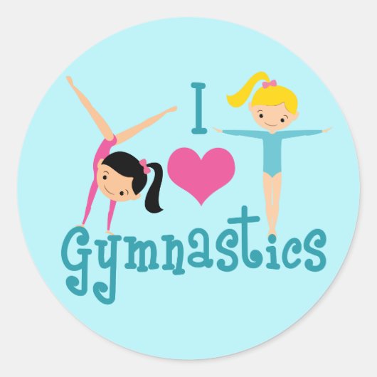 I Love Gymnastics Cute Gymnast Ronde Sticker (Voorkant)