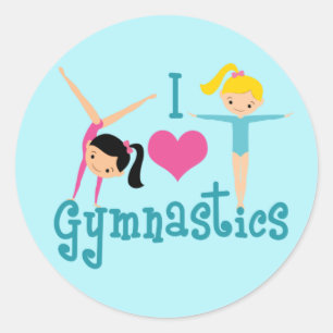 I Love Gymnastics Cute Gymnast Ronde Sticker