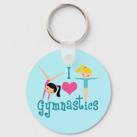 I Love Gymnastics Cute Gymnast Sleutelhanger (Voorkant)